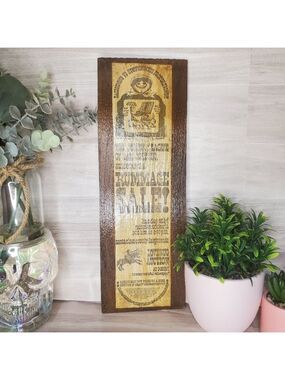 Vintage Brown Wood Wall Sign Signed Sidney Fischer